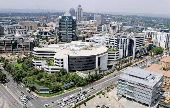 Investec Sandton office aerial shot