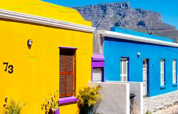 Brightly colored houses in Bo-Kaap, Cape Town