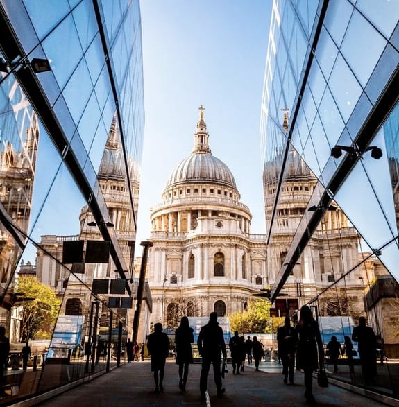 View of St Paul's Cathedral from a shopping centre