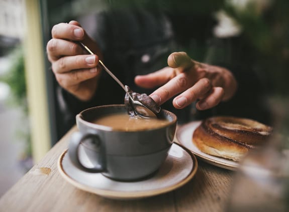 Close-up of a cup of tea being made