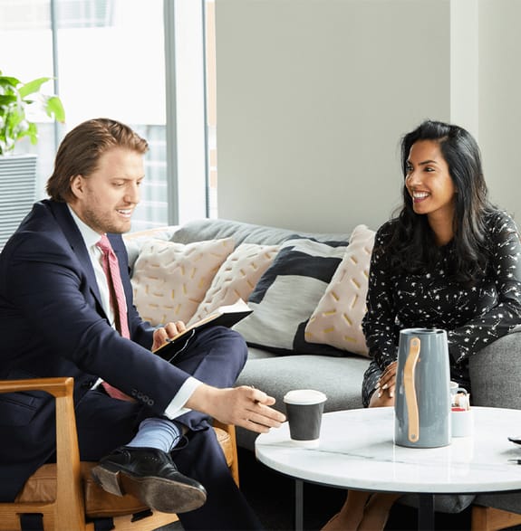Woman and man in deep conversation