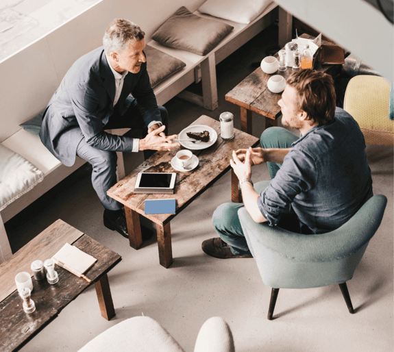 men having a breakfast meeting