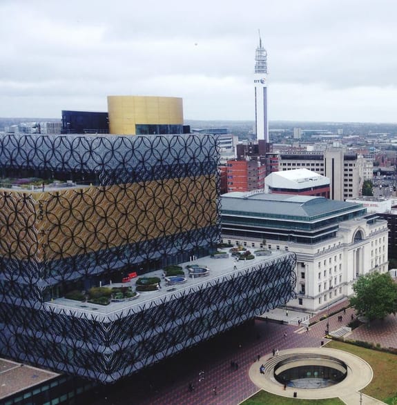 City of Birmingham skyline focused on the Library of Birmingham