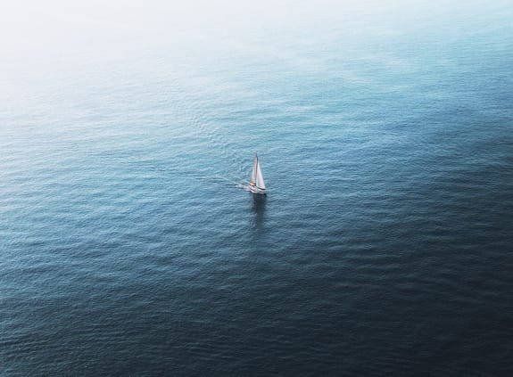 Sailing boat in the middle of the ocean