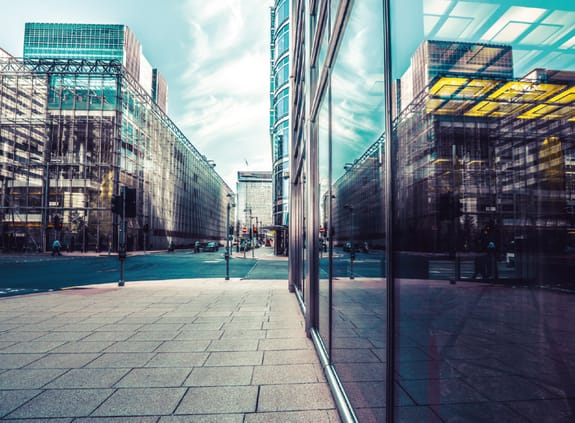 View of street outside office building