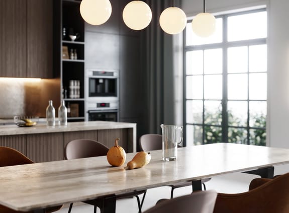 A kitchen table in a modern home