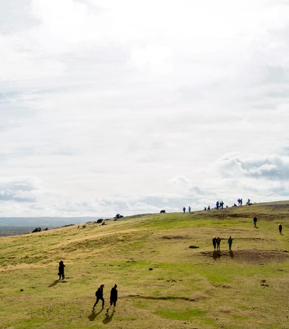 People walking a popular countryside spot