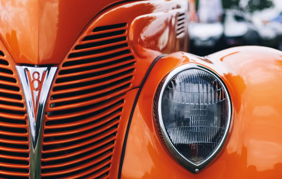 Bright orange vintage car