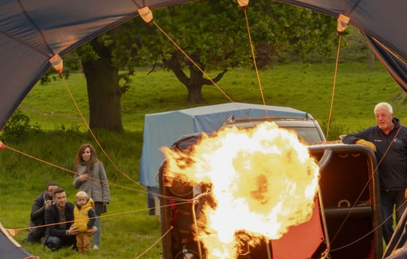 View from inside a hot air balloon inflating