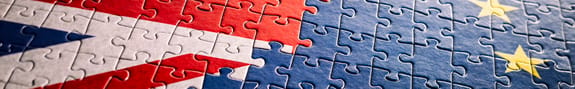 Jigsaw of EU flag next to Union flag