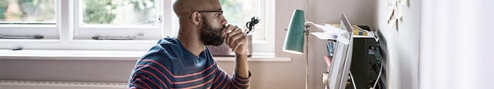 male working from home