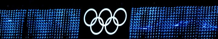 Olympic rings displaying on electronic board