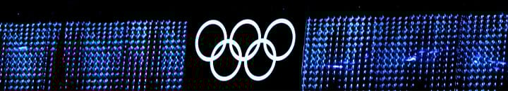 Olympic rings displaying on electronic board