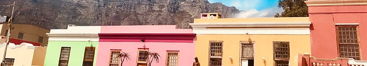 Cape Town colourful buildings against blue sky