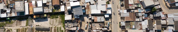 Aerial view overhead a township in South Africa