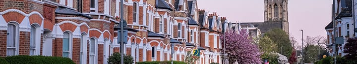 Row of terraced houses in the UK