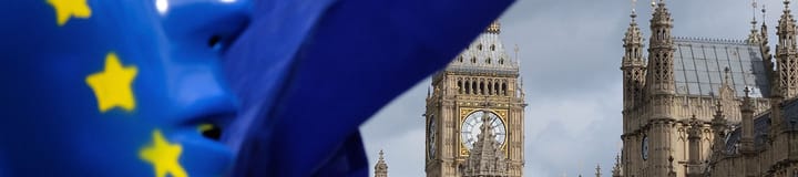 EU Flag and UK parliment