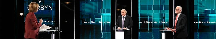 Boris Johnson and Jeremy Corbyn appear on the ITV leaders' debate ahead of the 2019 General Election, presented by Julie Etchingham