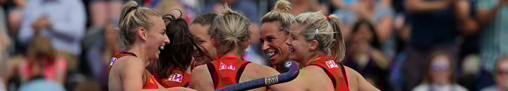 England hockey women's team celebrating