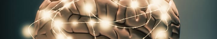 Brain with energy and lights showing
