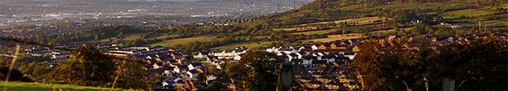 Belfast across countryside