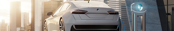 Electric car being charged