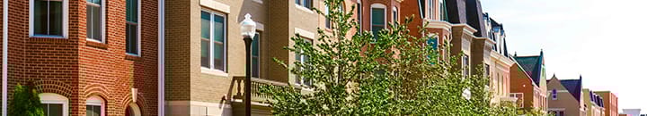 Row of brick town houses