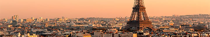 aeriel view of Paris during sunset