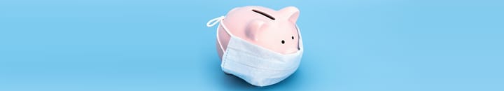 Pig money box wearing surgical mask