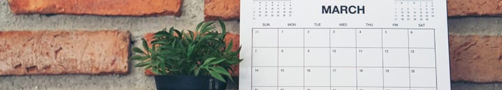Desktop calendar showing March