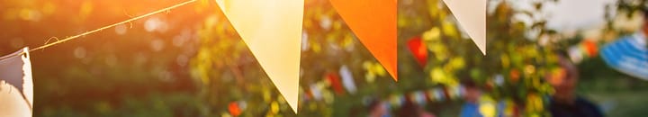 Flags and banners in a garden