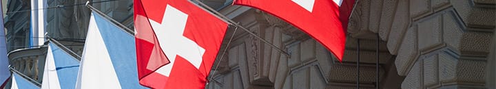 Swiss flags outside Credit Suisse building