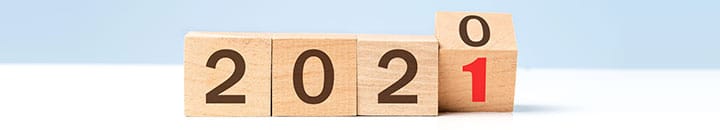 wooden building blocks showing 2020 changing to 2021