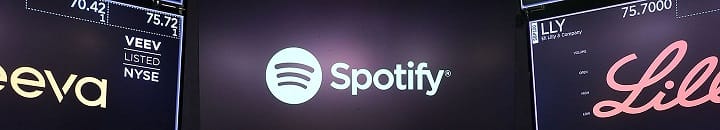 Spotify lists on the NYSE