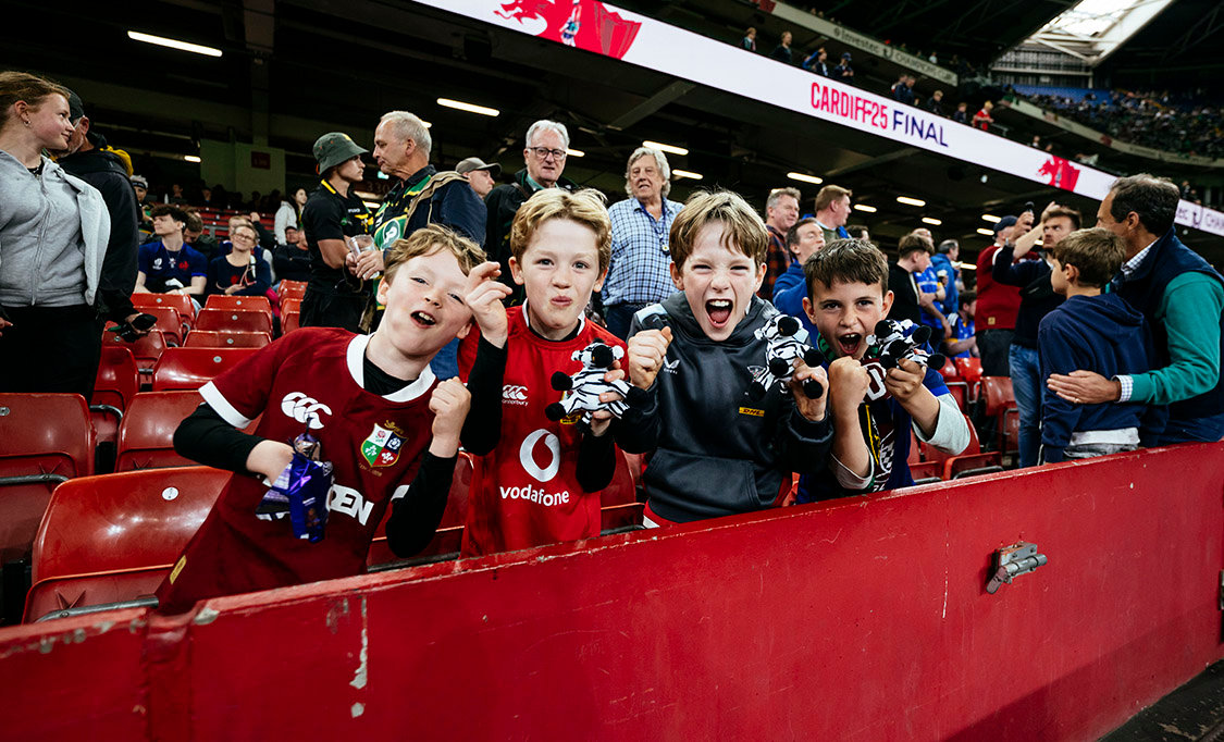 Ecstatic young Bordeaux Begles supporters