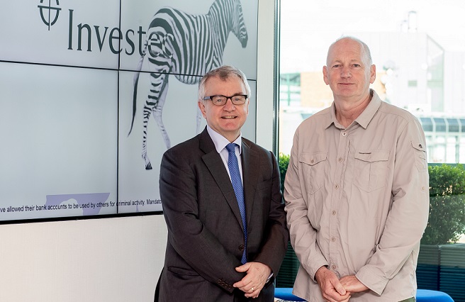 Johnny Watterson (right), of The Irish Times, Investec 20x20 Media Award March winner with Michael Cullen (left) Investec CEO and Investec 20x20 Media Awards judge. 
