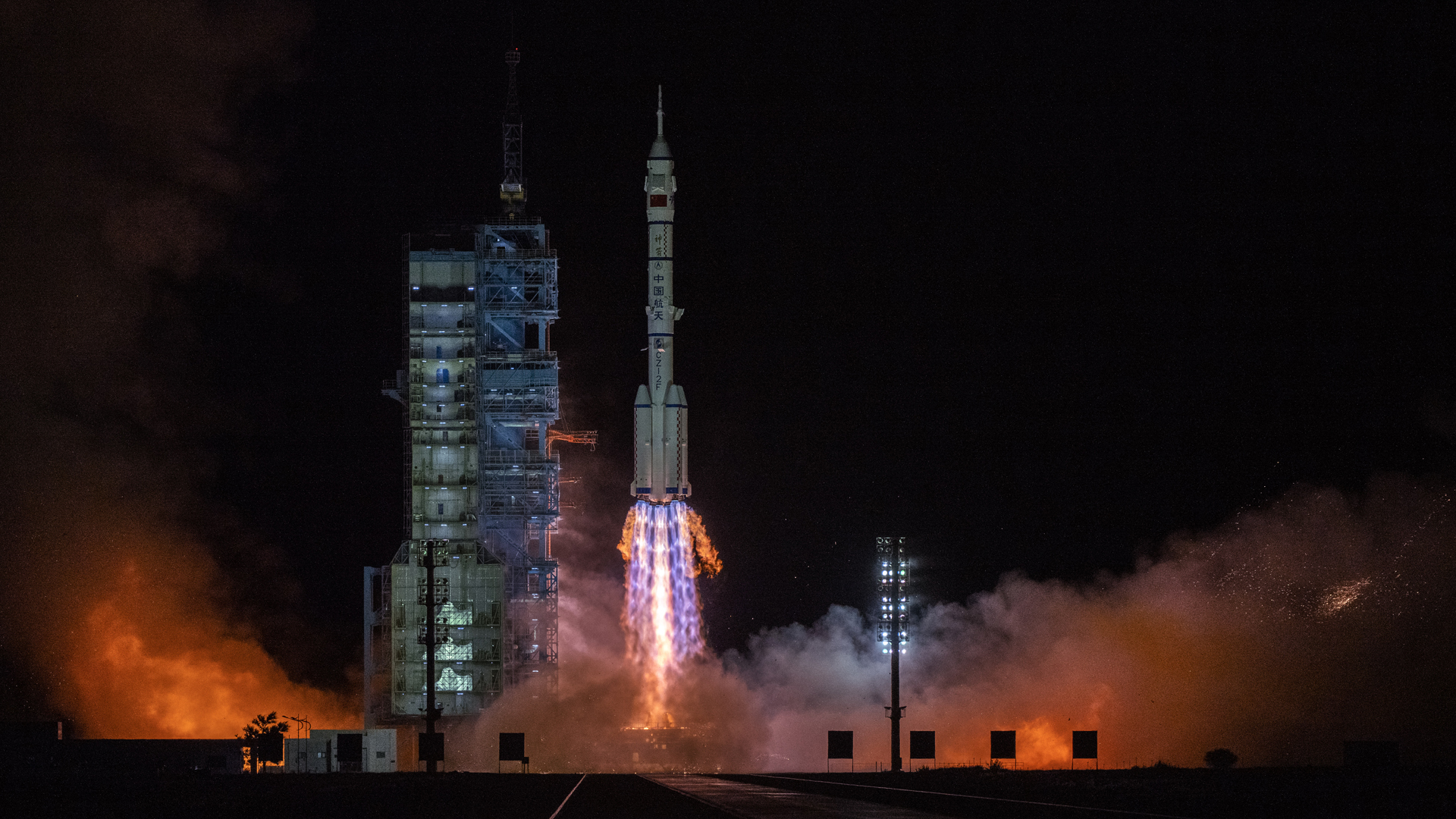 Shenzhou 13 space rocket takeoff