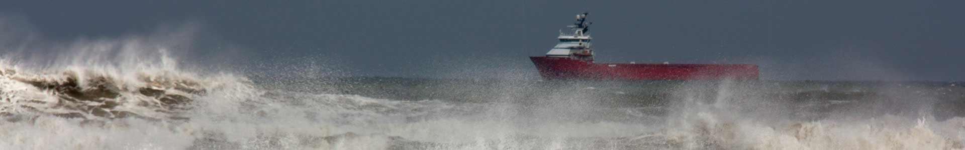 Container ship on stormy seas