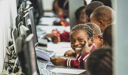 Girl student smiling and learning