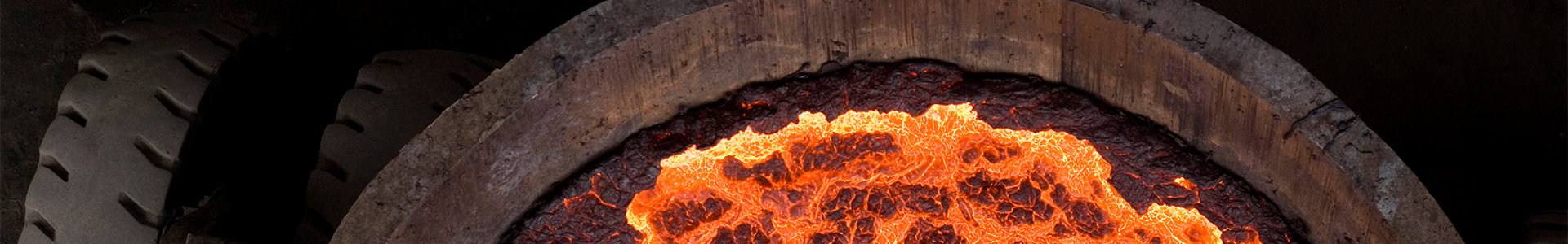 Truck filled with melted copper