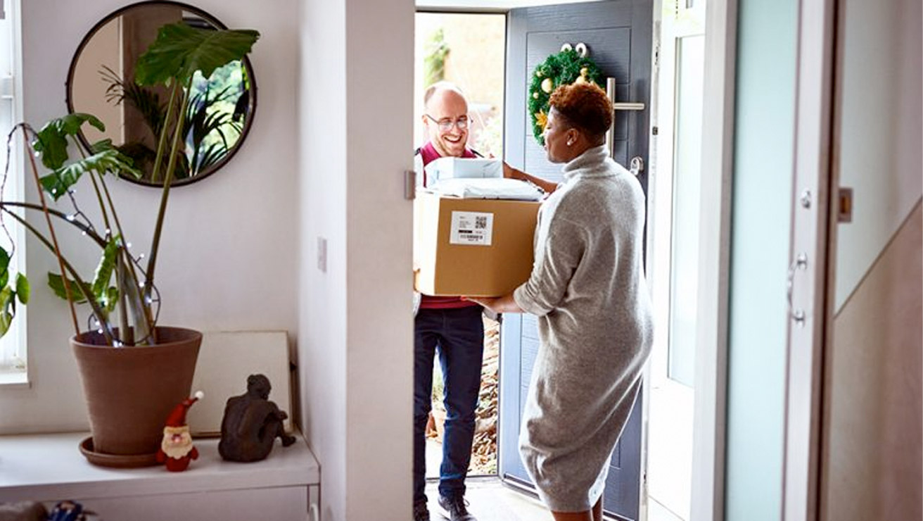 Online shopping parcels being delivered