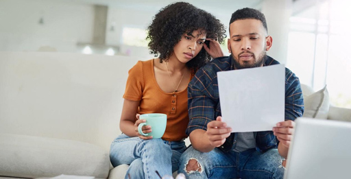 Couple looking at finances