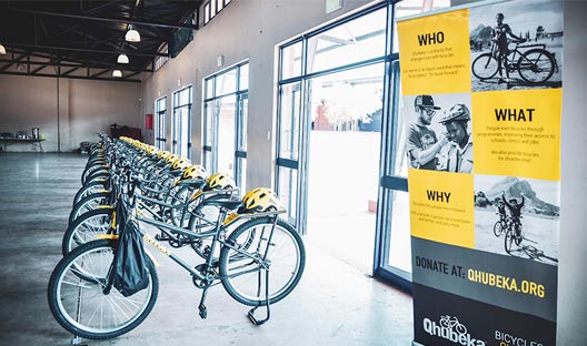 Row of bicycles ready for the young entrepreuners