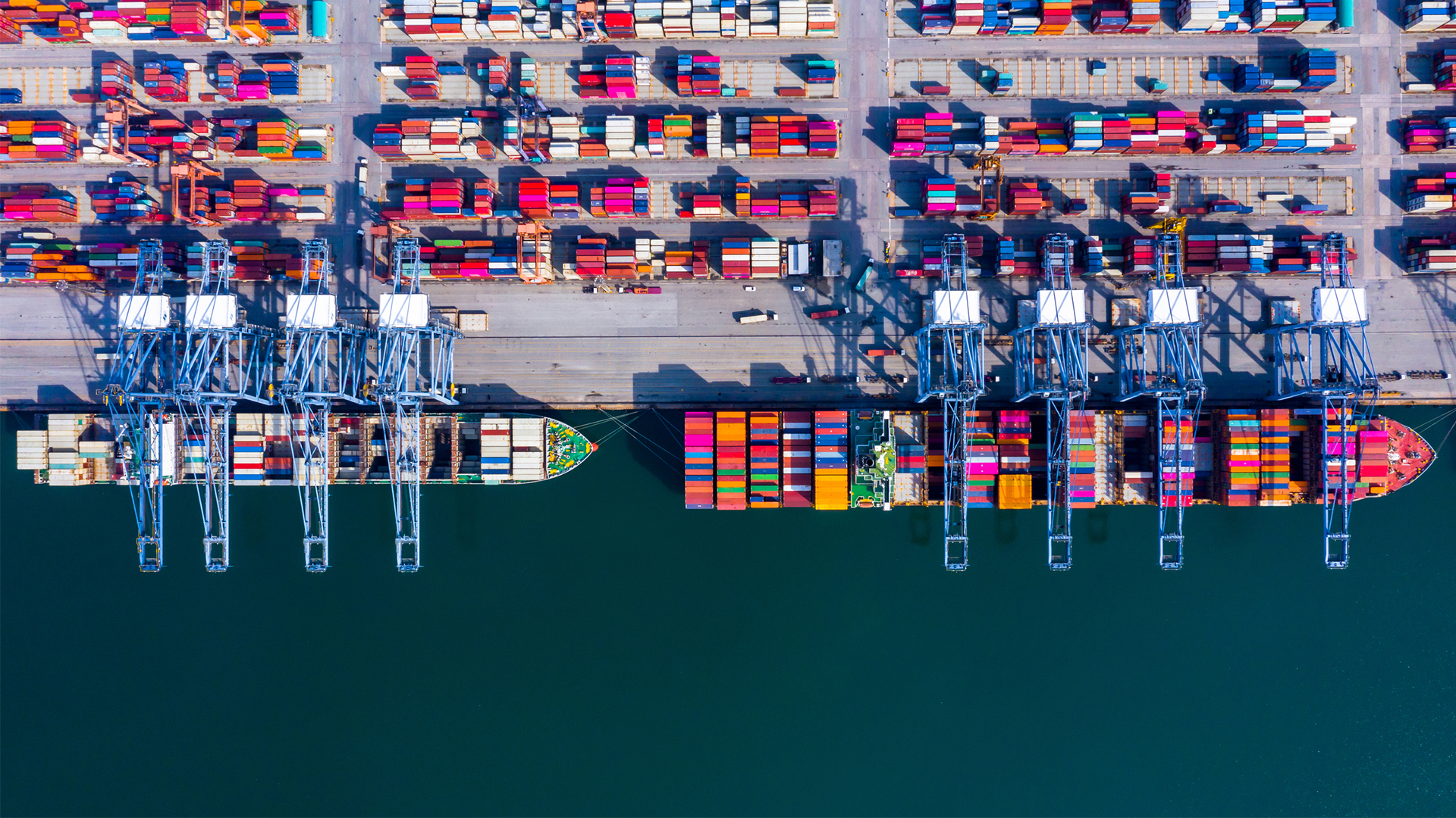 Shipping yard port from an aerial view