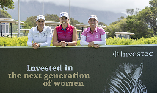 Investec sponsored women golfers Lejan Lewthwaite, Nicole Garcia and Stacy Bregman