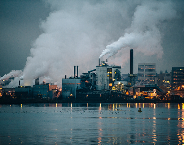 industrial plant with smoke