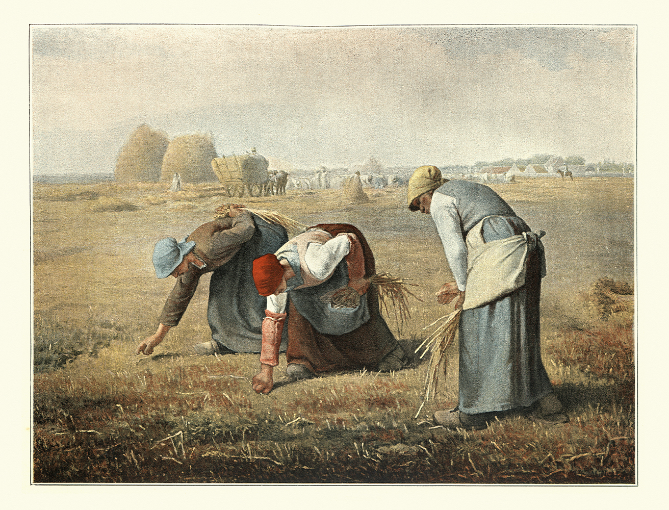 The Gleaners by Jean-Francois Millet, peasant women gleaning farmers field