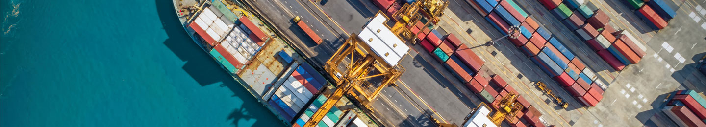 aerial view of containers on a ship