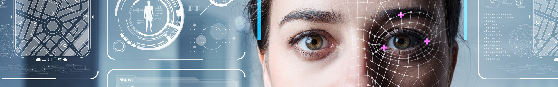 Data privacy: Women's eyes with facial recognition