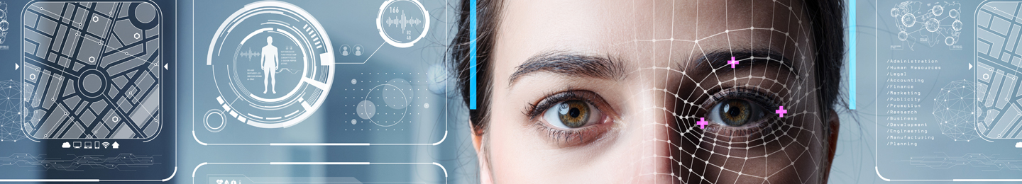 Data privacy: Women's eyes with facial recognition